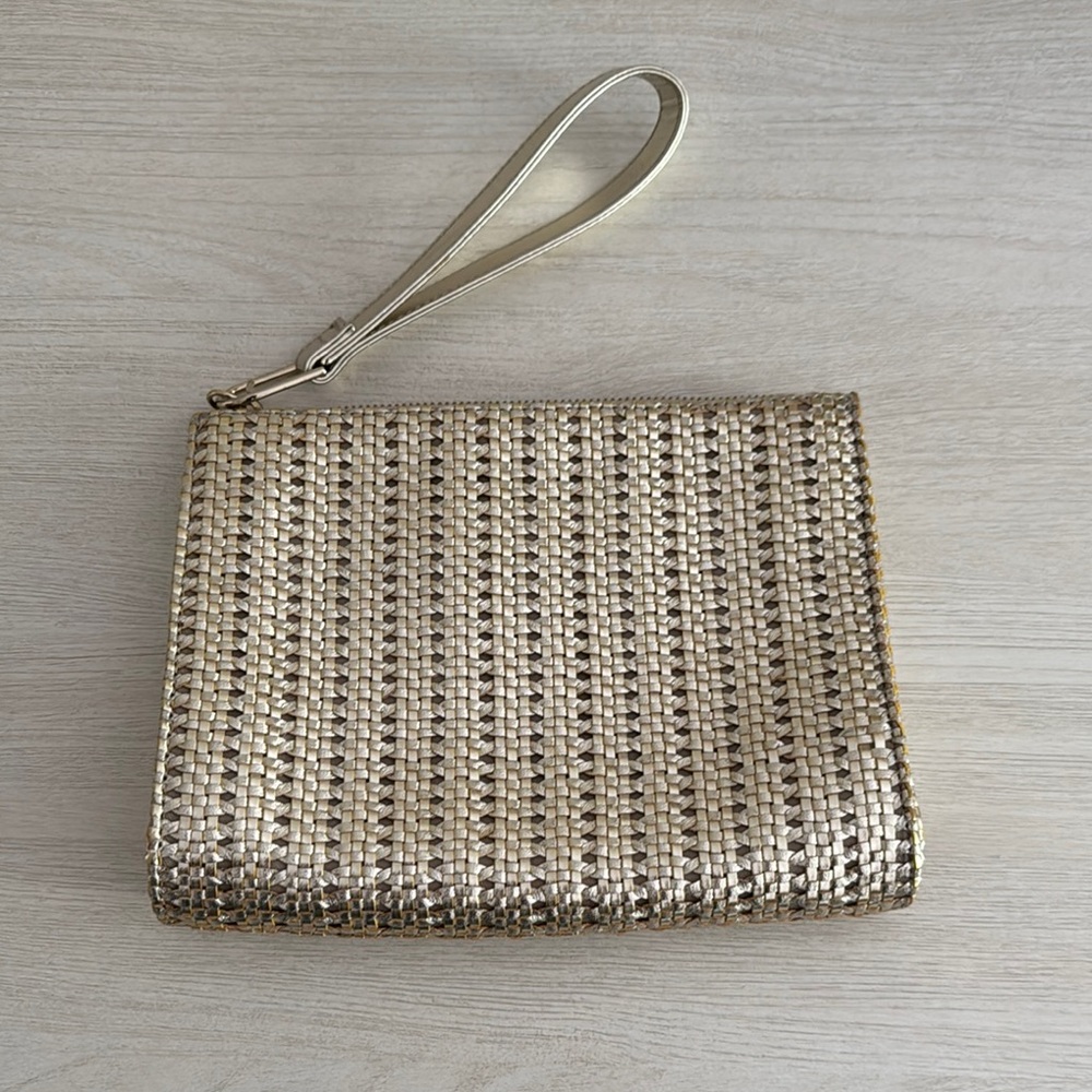 Talbots Gold Metallic Clutch Wristlet EUC